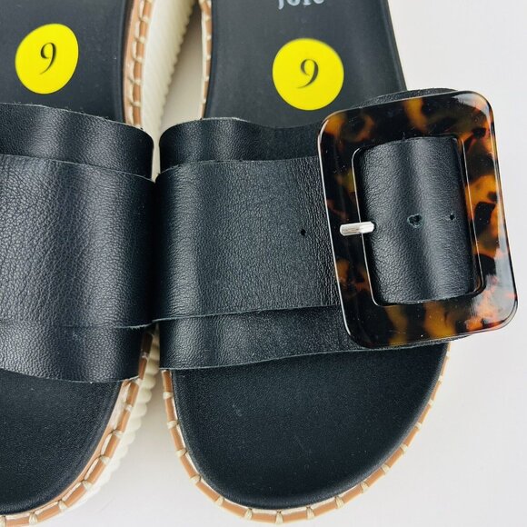 NWOB JOIE Women's Lyla Black Leather Adjustable Buckle Platform Sandals Size 9 - Picture 7 of 14